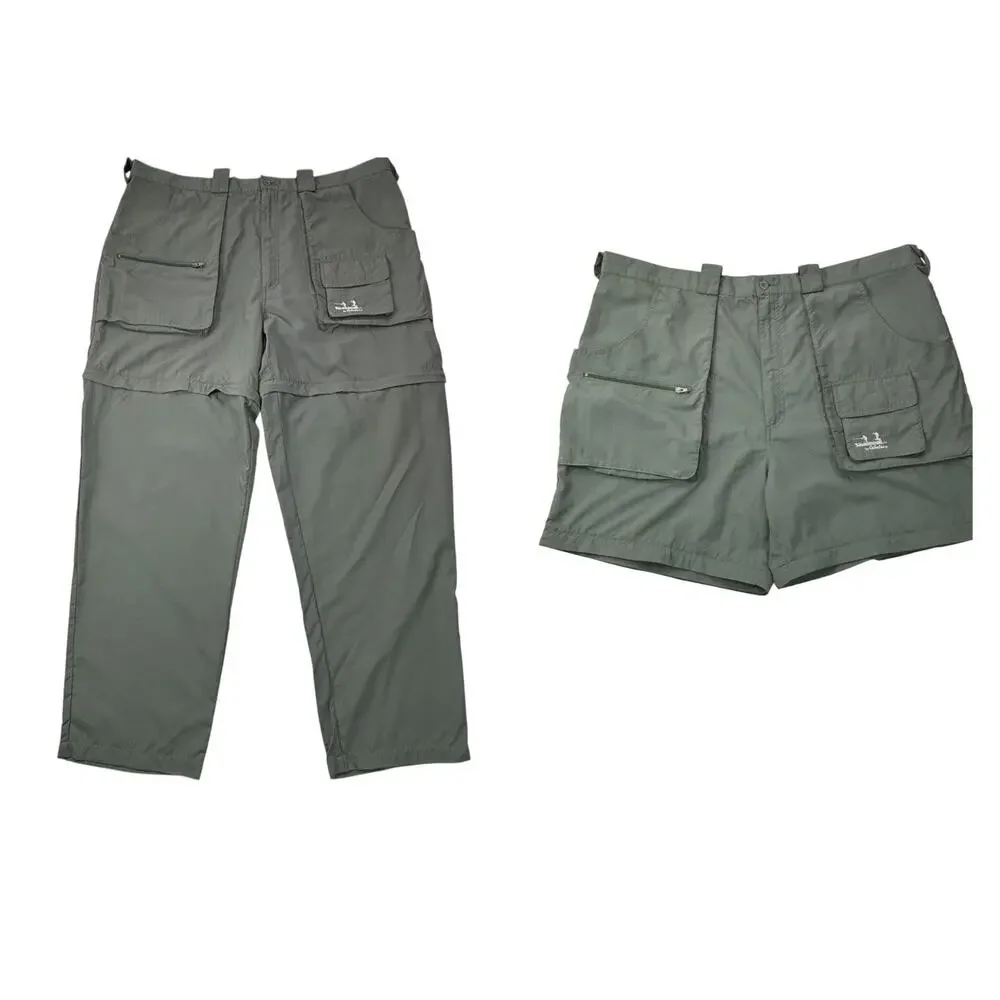 Cabelas Guidewear Convertible Zip Off Pants Men XL Green Fishing Camping Hiking‎
